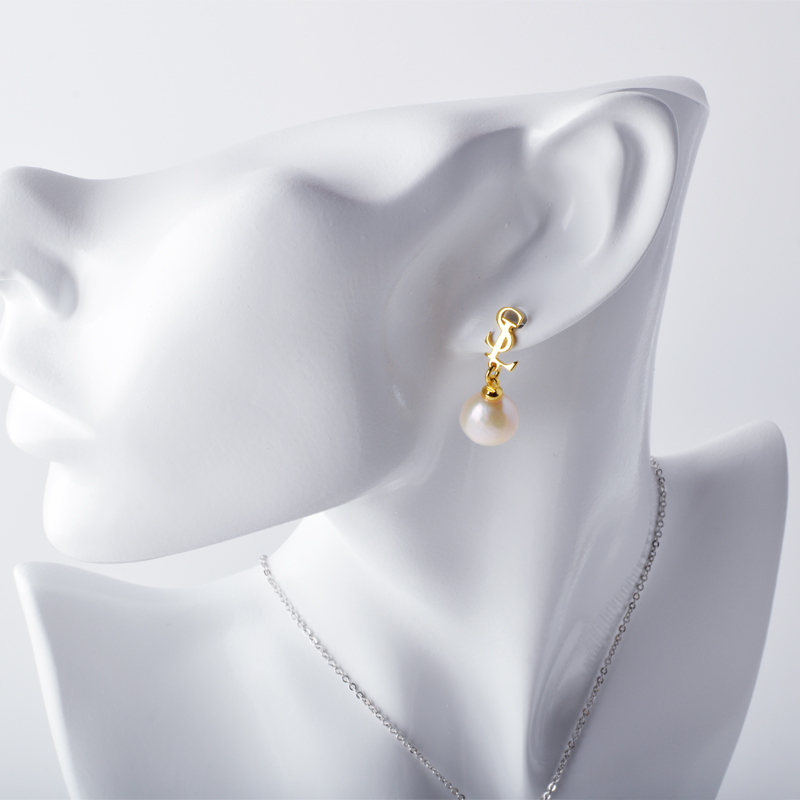 2x14mm مع أقراط مسمار مطلية بالذهاب لؤلؤة 6.4*7.2 ملم